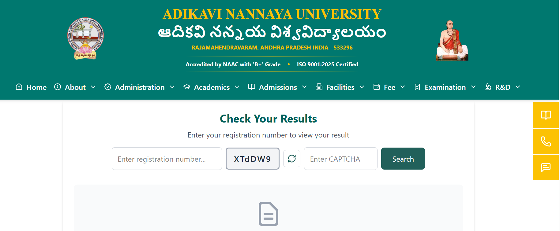 Adikavi Nannaya University Result 2026