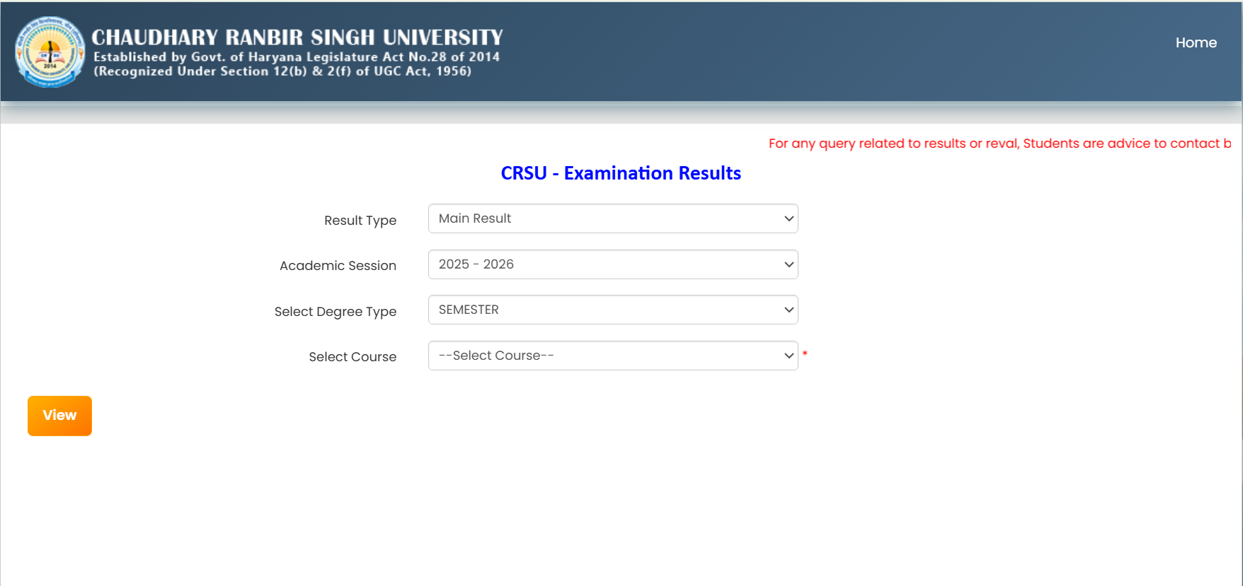 Chaudhary Ranbir Singh University Result 2026