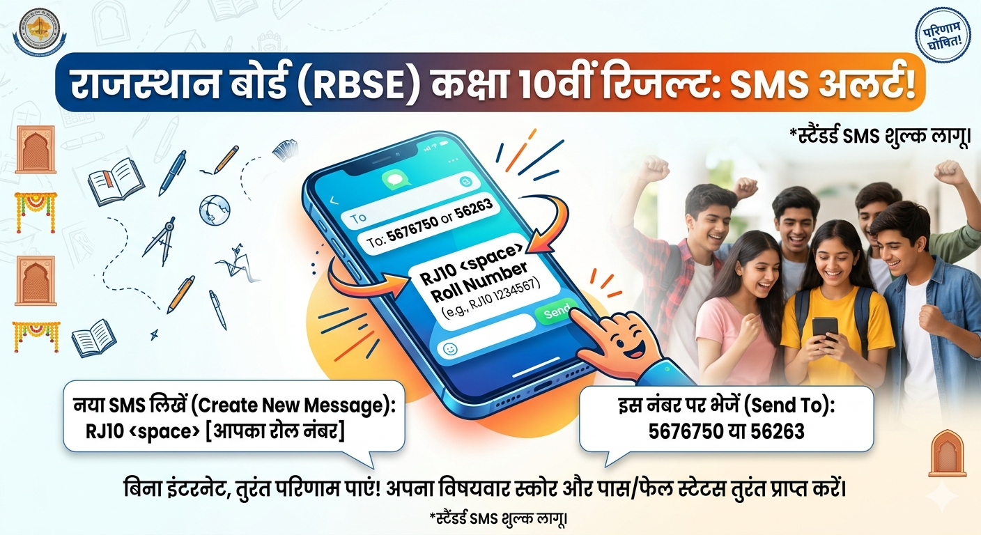 RBSE 10th Result 2026 SMS Se kaise check Kare